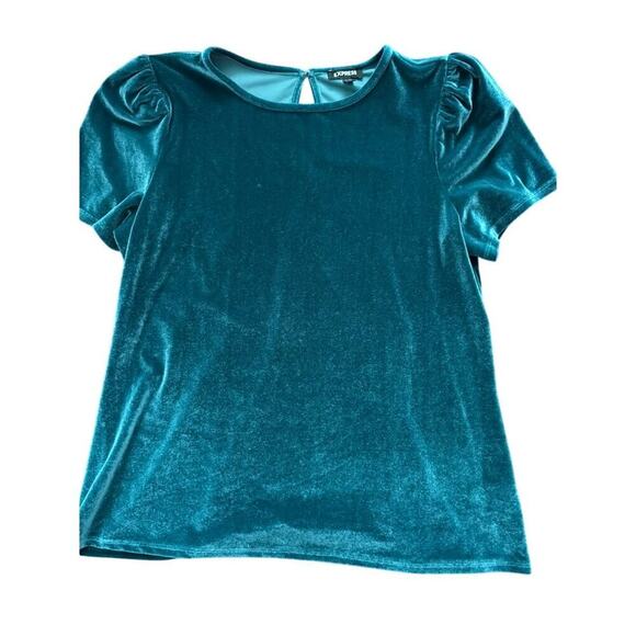 Teal/Turquoise Velvet‎ Cap Sleeve Shirt - XL - Picture 1 of 4